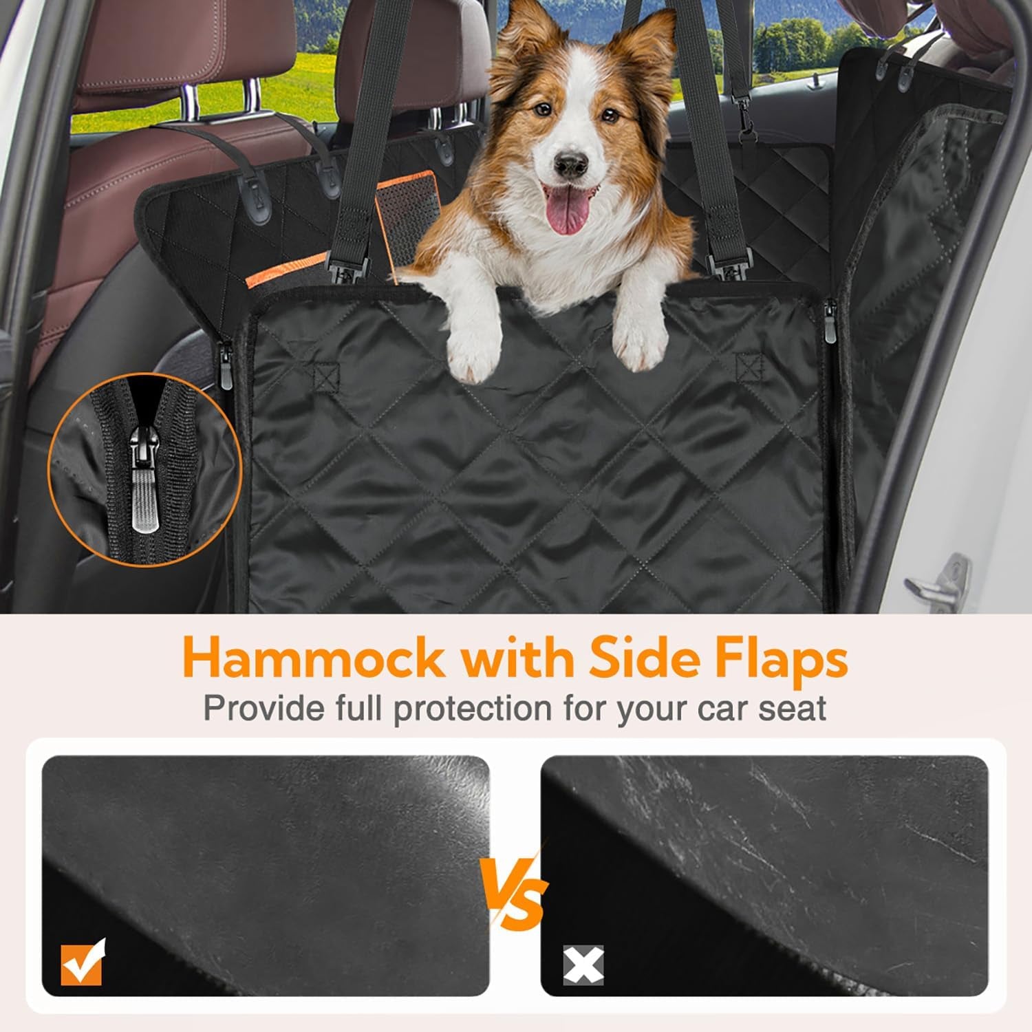 Kytely Dog Car Seat Cover for Back Seat,Waterproof Hammock with Mesh Window, Anti-Scratch Nonslip Car Seat Protector for Dogs, 600D Heavy Duty Dog Seat Cover for Cars Trucks and Suvs