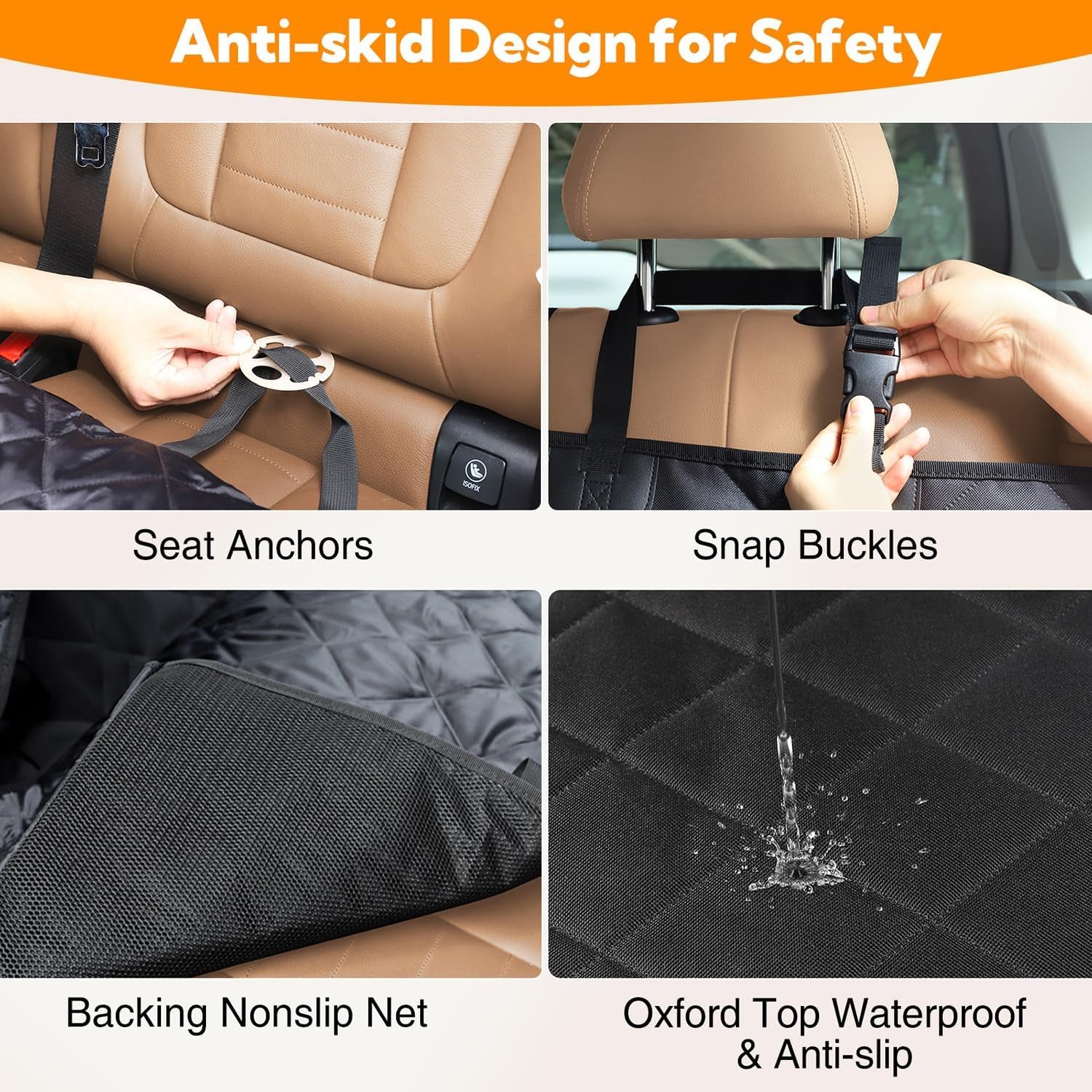 Kytely Dog Car Seat Cover for Back Seat,Waterproof Hammock with Mesh Window, Anti-Scratch Nonslip Car Seat Protector for Dogs, 600D Heavy Duty Dog Seat Cover for Cars Trucks and Suvs